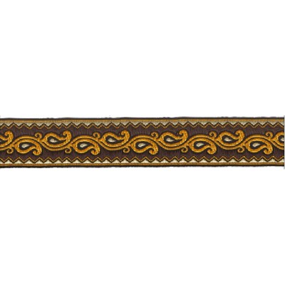 606045-25 CINTA JACQUARD ALIM 33 MM. POLIESTER 100% MARRON/DORADO Venta en piezas de 9.00 M