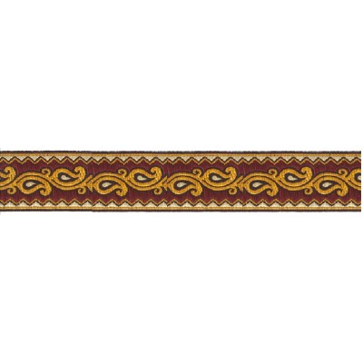 606045-60 CINTA JACQUARD ALIM 33 MM. POLIESTER 100% GRANATE/DORADO Venta en piezas de 9.00 M