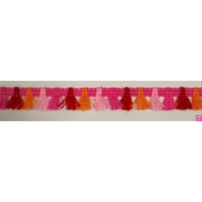 64292 FLECO FANTASIA 15 MM CHAY ACRILICO 100%  FUCSIA/NARANJA/ROJO Venta en piezas de 25.00 M