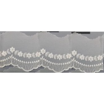 12293-0 PUNTILLA TUL BORDADO SAMAR 55 MM. POLIESTER 100% NATURAL Venta en piezas de 14.80 M