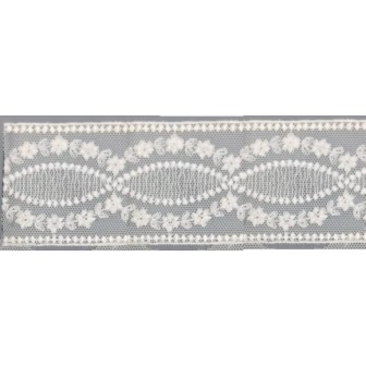 12294-0 GALON TUL BORDADO SAMAR 55 MM. POLIESTER 100% NATURAL Venta en piezas de 14.80 M