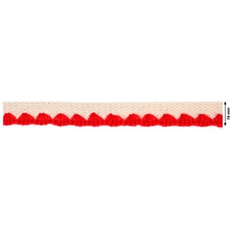 139000-3009 REMATE LANA ABBAS 20 MM. POLIESTER 100% MARFIL/ROJO Venta en piezas de 26.00 M
