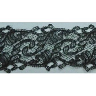 142105-02 GALON GUIPUR MEENA 70 MM. POLIESTER 100% NEGRO Venta en piezas de 19.00 M