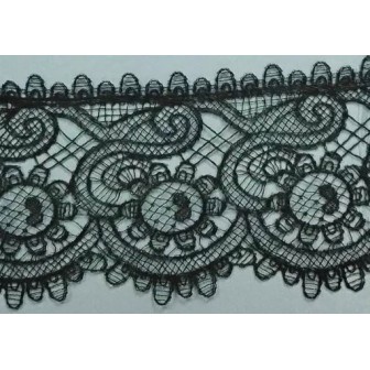 142106-02 PUNTILLA GUIPUR MEENA 90 MM. POLIESTER 100% NEGRO Venta en piezas de 19.00 M