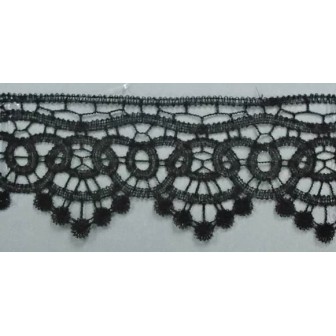 142108-02 PUNTILLA GUIPUR INDIA 65 MM. POLIESTER 100% NEGRO Venta en piezas de 19.00 M