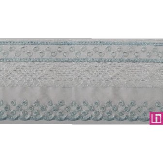 145740-021 PUNTILLA BATISTA+BOLILLO TAREN 65 MM. POLIESTER 50%-ALGODON 50% BLANCO/CELESTE Venta en piezas de 13.80 M