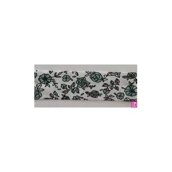 3366-18-02 BIES PERFILADO EILEN-FLORAL 18 MM. POLIESTER 70%-ALGODON 30% BLANCO/CELESTE Venta en piezas de 25.00 M