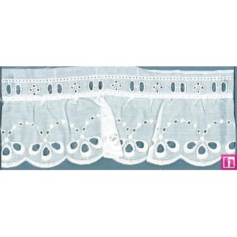 35945/36-000 TIRA FRUNCIDA BATISTA ROUS 55 MM. POLIESTER 60%-ALGODON 40% BLANCO Venta en piezas de 11.00 M
