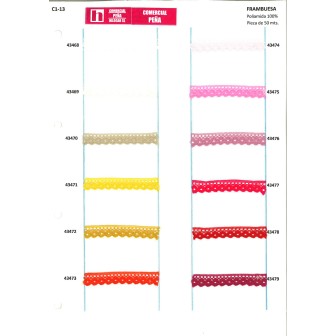 43468 PUNTILLA NYLON FRAMBUESA 10 MM. POLIAMIDA 100% BLANCO Venta en piezas de 50.00 M