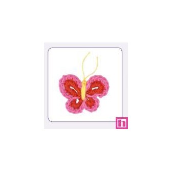 508155-00 APLICACION GANCHILLO ANALA MARIPOSA 33x37 MM. ALGODON 100% ROSA Venta en piezas de 10.00 U