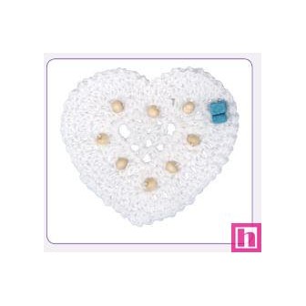 520172-01 APLICACION GANCHILLO ANALA CORAZON 50X50 MM. ALGODON 100% BLANCO Venta en piezas de 10.00 U