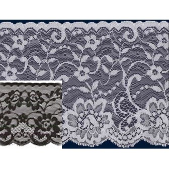 58586 FLORA PUNTILLA NYLON 110 MM. POLIAMIDA 100% NEGRO Venta en piezas de 20.00 M