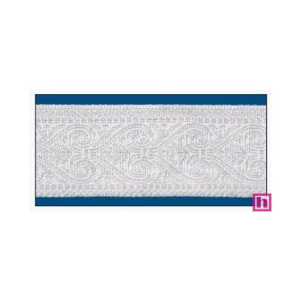 606031-50-01 CINTA JACQUARD MINOS 50 MM. POLIESTER 100% BLANCO/PLATA Venta en piezas de 10.00 M
