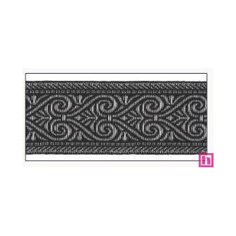 606031-50-105 CINTA JACQUARD MINOS 50 MM. POLIESTER 100% NEGRO/PLATA Venta en piezas de 10.00 M