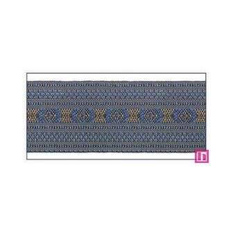 606033-30-07 CINTA JACQUARD CLEO 30 MM. POLIESTER 100% AZUL/DORADO Venta en piezas de 10.00 M