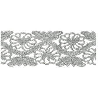 654716-101 PUNTILLA GUIPUR FANTASIA ISIS 60 MM. POLIESTER 100% PLATA Venta en piezas de 9.10 M