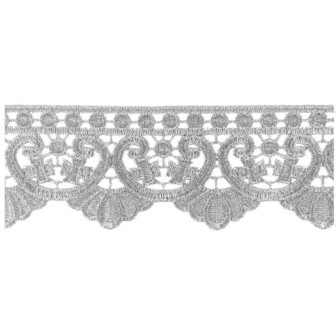 654719-101 PUNTILLA GUIPUR FANTASIA MAXWELL 60 MM. POLIESTER 100% PLATA Venta en piezas de 9.10 M