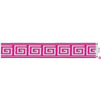 655364-07 CINTA JACQUARD TAFAR 25 MM. POLIESTER 100% FUCSIA Venta en piezas de 7.00 M