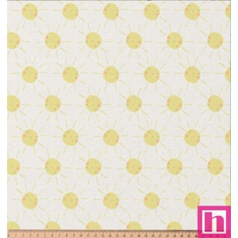 67113 TEJIDO ESTAMPADO ADELINE (01) 1.50 M. 115 GR/M2. ALGODON 100% BLANCO/AMARILLO Venta en piezas de 10.00 M