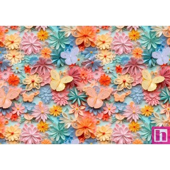 67498 PERCALE ESTAMPADO 3D ANEMOME (01) 1.50 M. 115 GR/M2. ALGODON 100% CORAL/MULTI Venta en piezas de 10.00 M