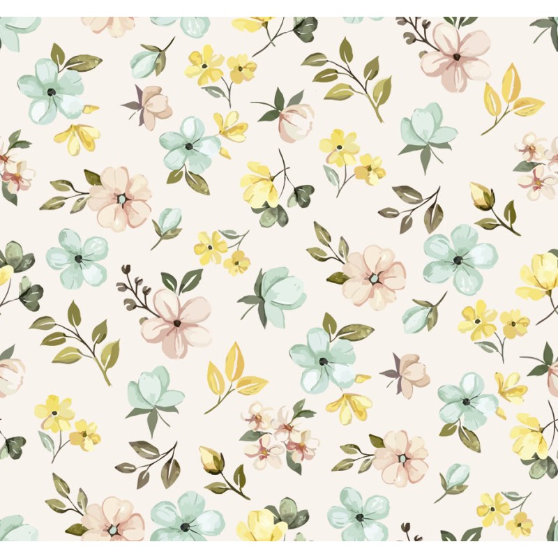 67889 TEJIDO ESTAMPADO LIBERTY NINFA (01) 1.40 M. 110 GR/M2. ALGODON 100% CREMA Venta en piezas de 10.00 M