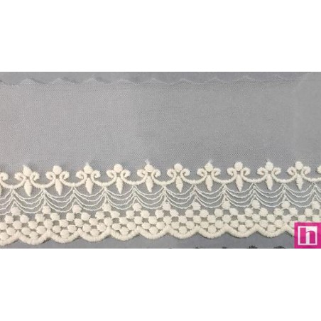 725357-0003 PUNTILLA TUL BORDADO AOLANI 70 MM. POLIESTER 50%-ALGODON 50% BEIG Venta en piezas de 14.60 M