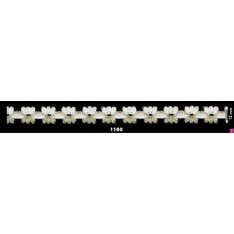 727391-1100 REMATE FANTASIA ANAYA 10 MM. POLIESTER 100% BLANCO/DORADO Venta en piezas de 25.00 M
