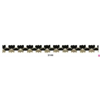 727391-2100 REMATE FANTASIA ANAYA 10 MM. POLIESTER 100% NEGRO/DORADO Venta en piezas de 25.00 M
