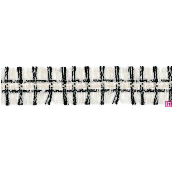 901033-02 GALON FLECO FANTASIA JASIRA 42 MM. POLIESTER 100% NATURAL/NEGRO Venta en piezas de 10.00 M