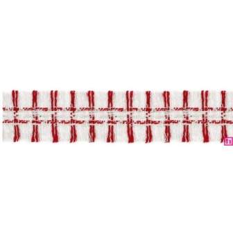 901033-09 GALON FLECO FANTASIA JASIRA 42 MM. POLIESTER 100% NATURAL/ROJO Venta en piezas de 10.00 M