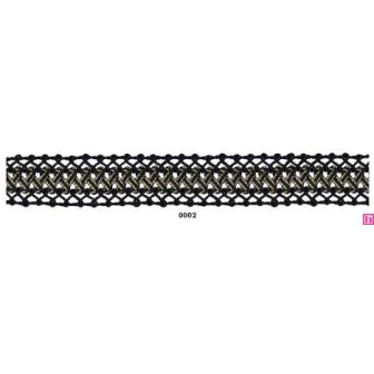 902074-0002 GALON FANTASIA UMAX 25 MM. POLIESTER 100% NEGRO/DORADO Venta en piezas de 18.00 M