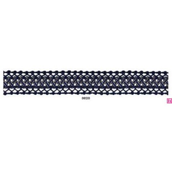 902074-0020 GALON FANTASIA UMAX 25 MM. POLIESTER 100% MARINO/DORADO Venta en piezas de 18.00 M