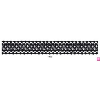 902074-1002 GALON FANTASIA UMAX 25 MM. POLIESTER 100% NEGRO/PLATA Venta en piezas de 18.00 M
