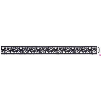 908249-0002 GALON GUIPUR FANTASIA AICHA 12 MM. POLIESTER + POLIETILENO NEGRO Venta en piezas de 13.70 M