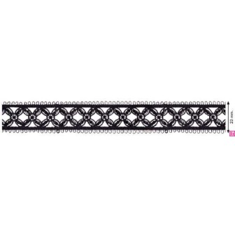 908250-0002 GALON GUIPUR FANTASIA AICHA 23 MM. POLIESTER + POLIETILENO NEGRO Venta en piezas de 13.70 M