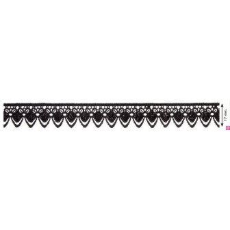 908251-0002 GALON GUIPUR FANTASIA AICHA 17 MM. POLIESTER + POLIETILENO NEGRO Venta en piezas de 13.70 M