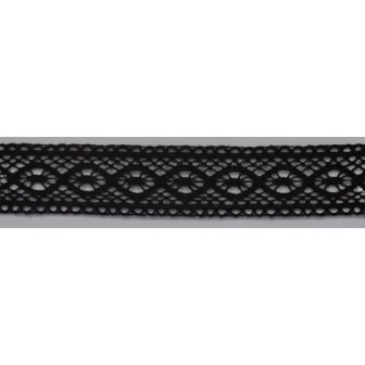 9316-004 ENTREDOS BOLILLO ENEBRO 25 MM. ALGODON 100% NEGRO Venta en piezas de 25.00 M