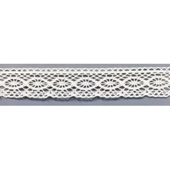 9317-000 PUNTILLA BOLILLO ENEBRO 25 MM. ALGODON 100% BLANCO Venta en piezas de 25.00 M