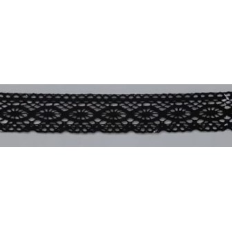 9317-004 PUNTILLA BOLILLO ENEBRO 25 MM. ALGODON 100% NEGRO Venta en piezas de 25.00 M