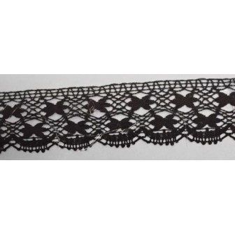 9320-004 PUNTILLA BOLILLO CLAVO 35 MM. ALGODON 100% NEGRO Venta en piezas de 25.00 M