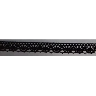 9322-004 PUNTILLA BOLILLO CASIA 15 MM. ALGODON 100% NEGRO Venta en piezas de 25.00 M