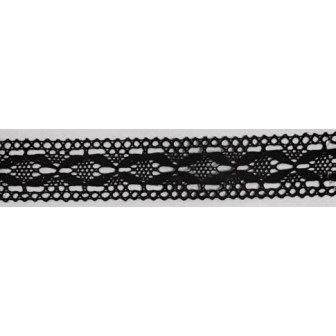 9327-004 ENTREDOS BOLILLO DAIKON 25 MM. ALGODON 100% NEGRO Venta en piezas de 25.00 M