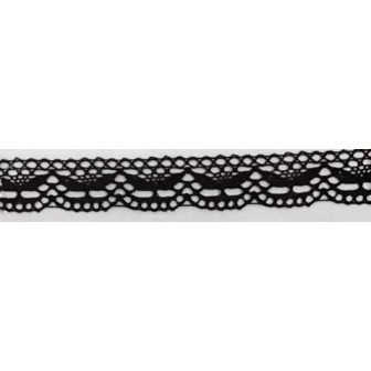9328-004 PUNTILLA BOLILLO DAIKON 20 MM. ALGODON 100% NEGRO Venta en piezas de 25.00 M