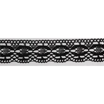 9329-004 PUNTILLA BOLILLO DAIKON 30 MM. ALGODON 100% NEGRO Venta en piezas de 25.00 M
