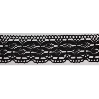 9330-004 PUNTILLA BOLILLO DAIKON 40 MM. ALGODON 100% NEGRO Venta en piezas de 25.00 M