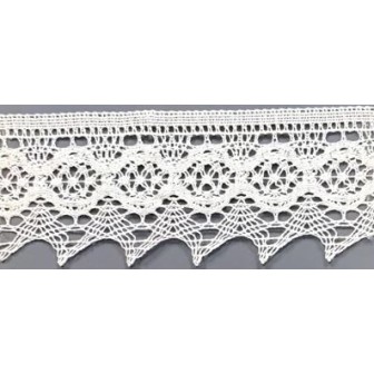 9335-000 PUNTILLA BOLILLO AJENUZ 55 MM. ALGODON 100% BLANCO Venta en piezas de 25.00 M
