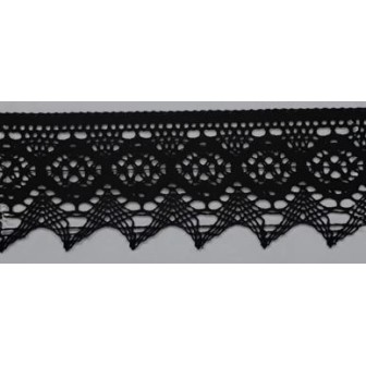 9335-004 PUNTILLA BOLILLO AJENUZ 55 MM. ALGODON 100% NEGRO Venta en piezas de 25.00 M