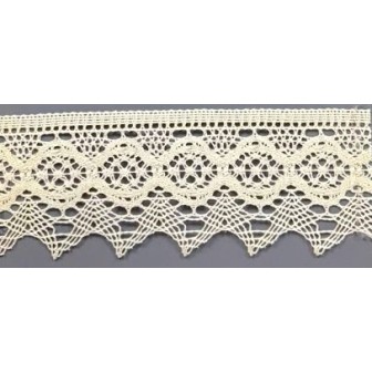 9335-102 PUNTILLA BOLILLO AJENUZ 55 MM. ALGODON 100% MARFIL Venta en piezas de 25.00 M