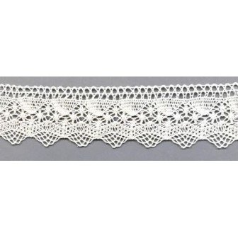 9337-000 PUNTILLA BOLILLO ALBAHACA 35 MM. ALGODON 100% BLANCO Venta en piezas de 25.00 M