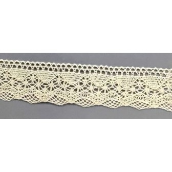 9337-102 PUNTILLA BOLILLO ALBAHACA 35 MM. ALGODON 100% MARFIL Venta en piezas de 25.00 M